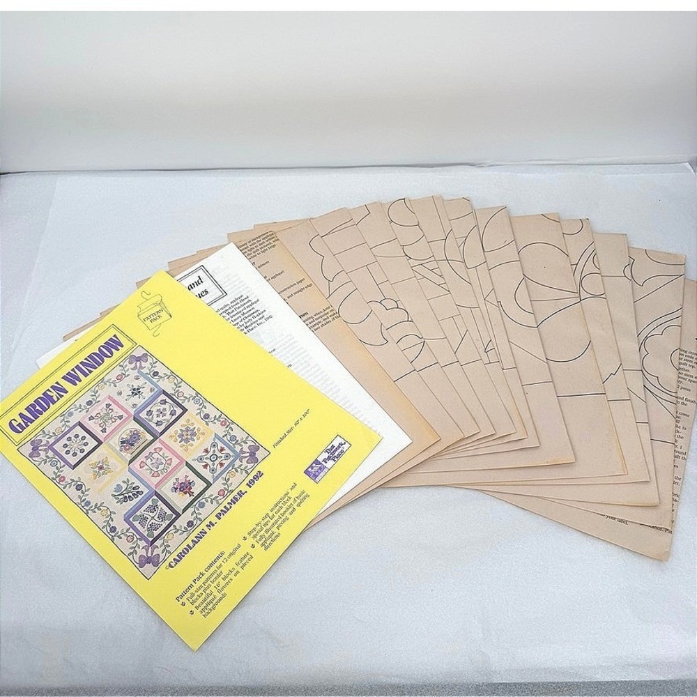 Garden Window Quilt Pattern Pack 12 Blocks Floral Applique VTG Patchwork Place